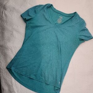 Danskin Teal Short Sleeve V-Neck Top